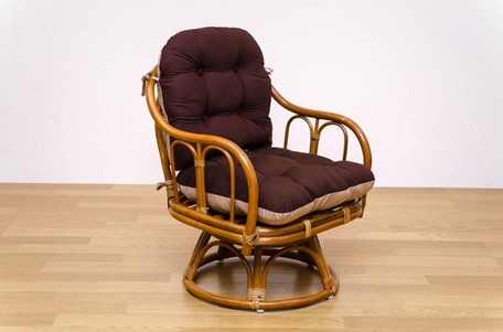 ラタン クッションリバーシブル回転座椅子 ブラウン ラタン